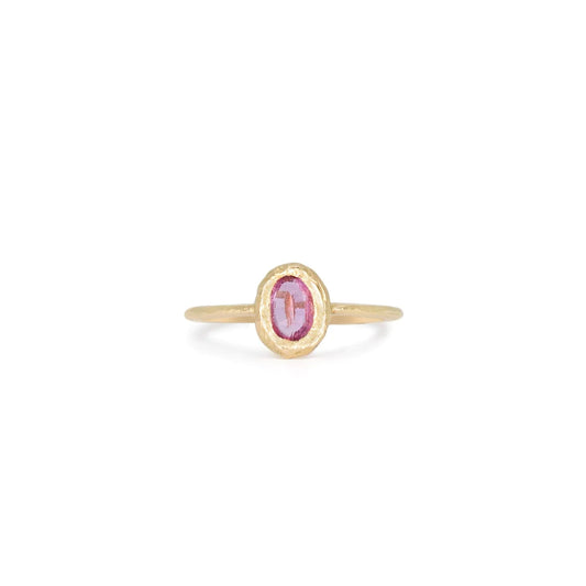 oval vertical stone ring - pink sapphire