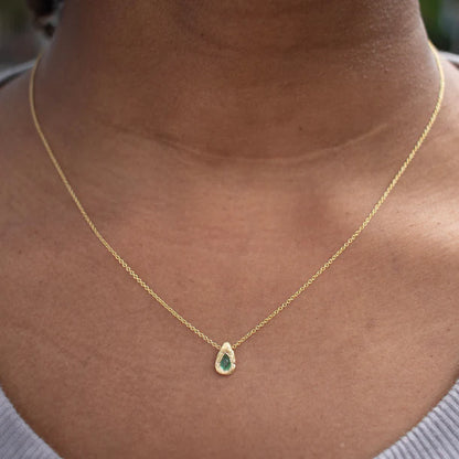 teardrop slider necklace - emerald