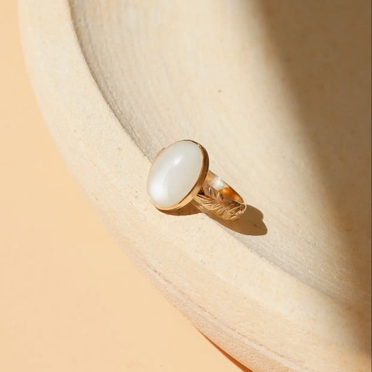 white lotus ring - moonstone