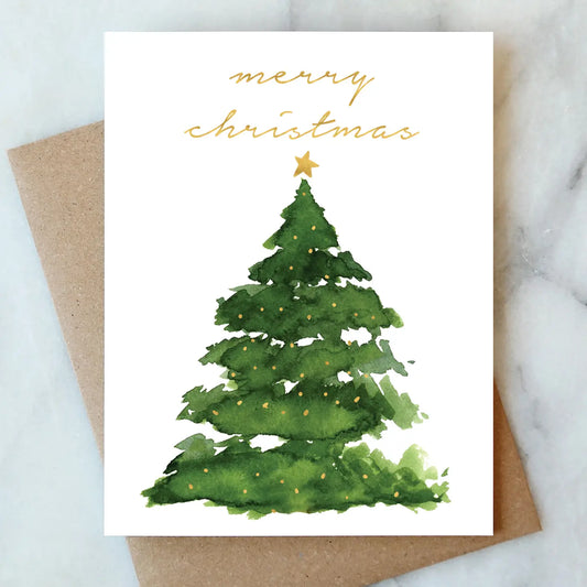 merry christmas tree holiday greeting card