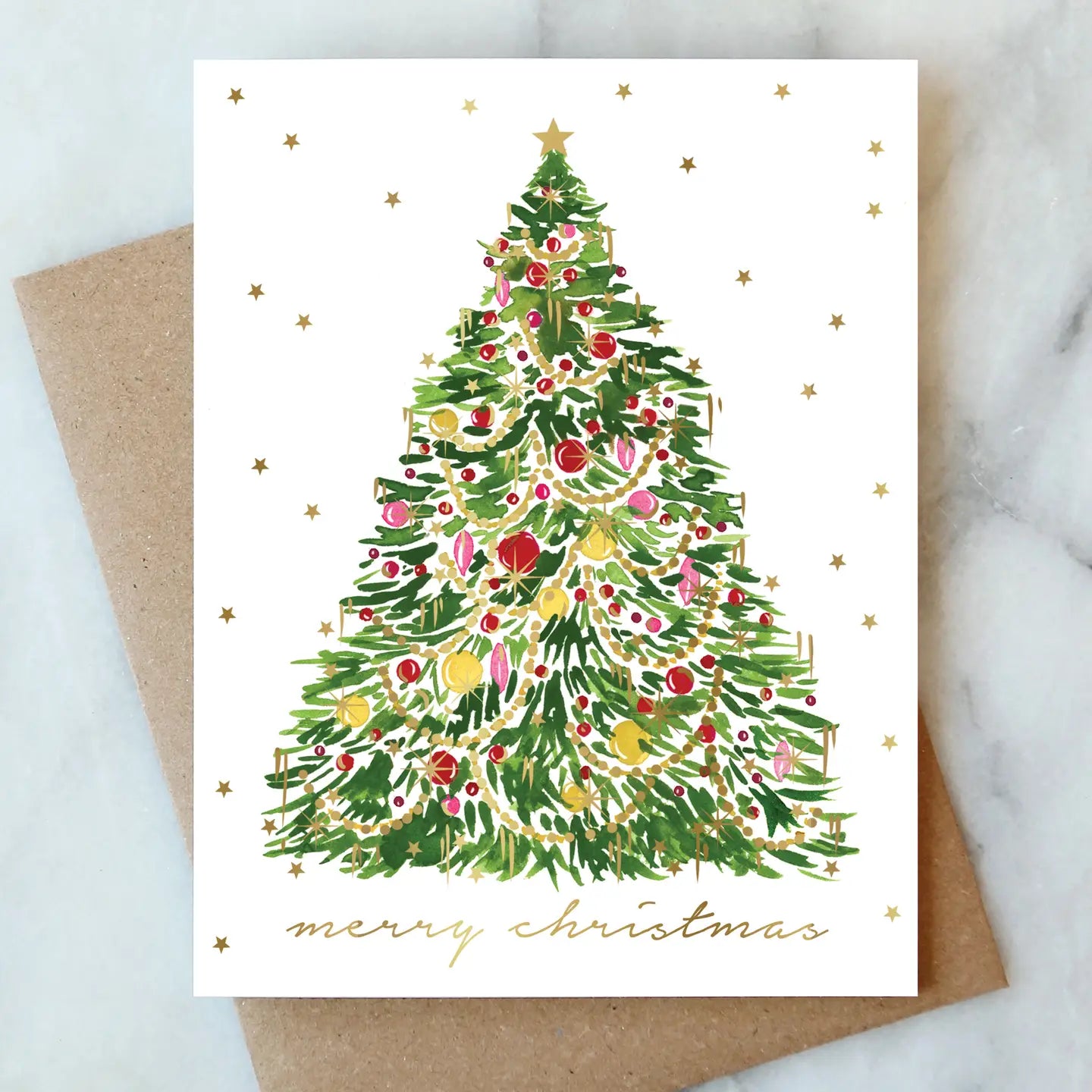 tinsel tree holiday greeting card