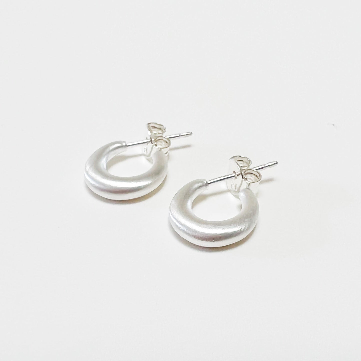 puffed post hoop earrings - tiny