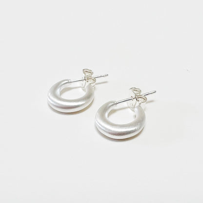 puffed post hoop earrings - tiny