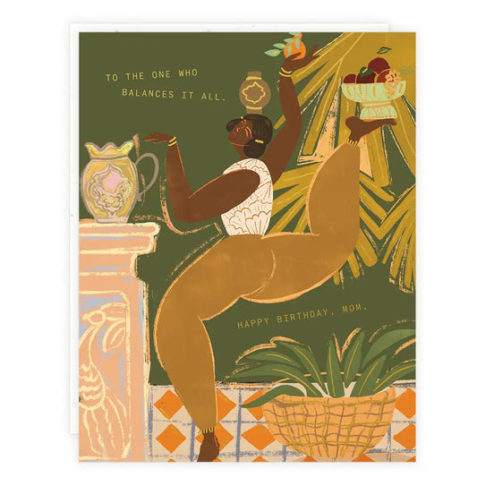 balancing mom birthday card