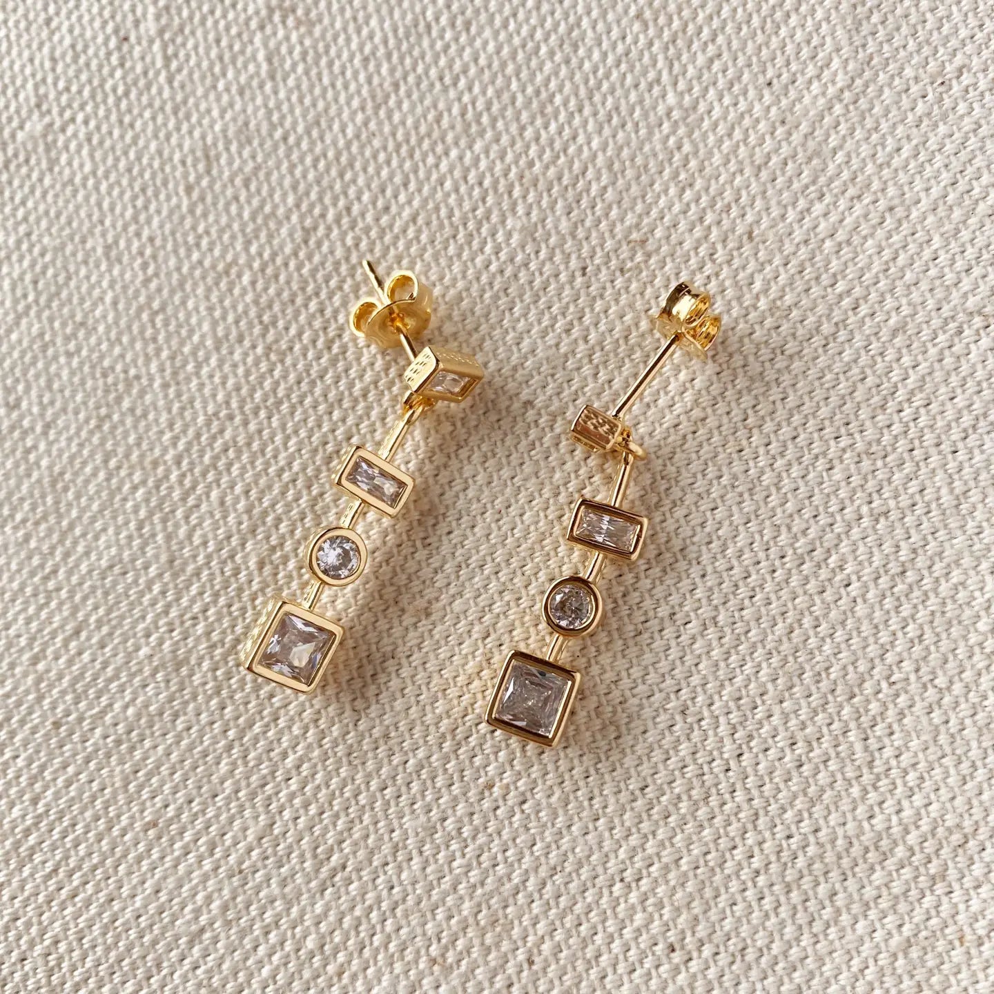 dangling shapes earrings - cz