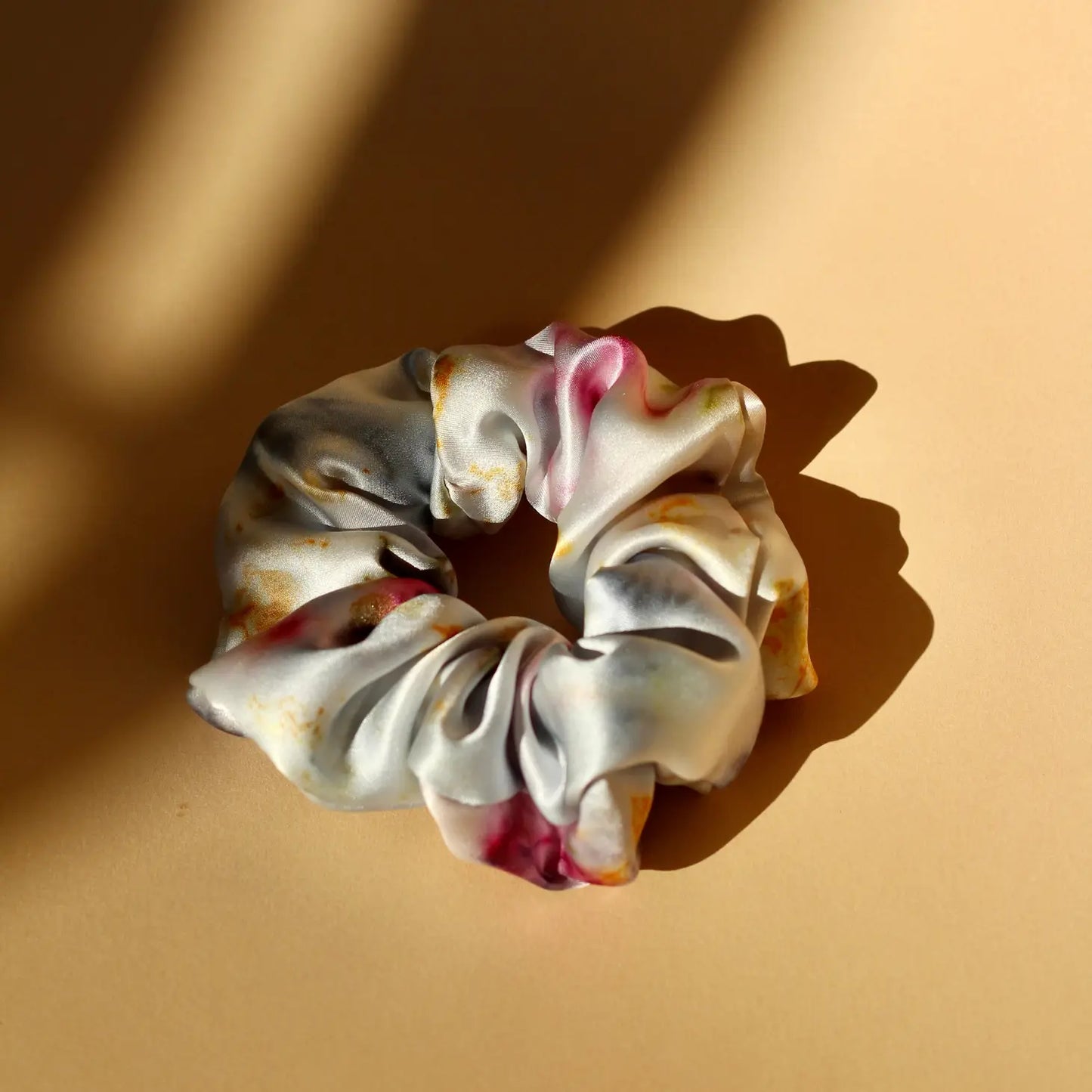 naturally dyed multicolor silk scrunchie