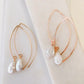 open marquise curving shape earrings - teardrop pearl