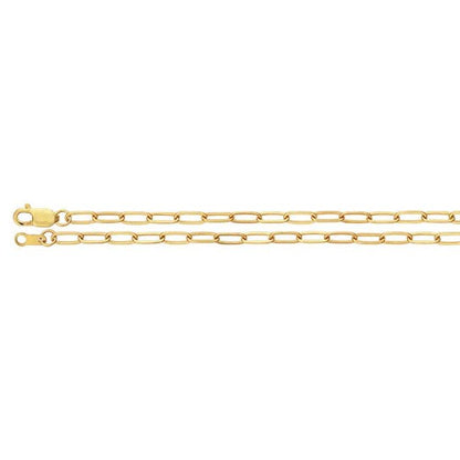 flat elongated oval paperclip chain necklace - 2.6mm