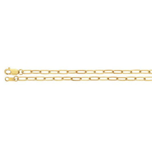 flat elongated oval paperclip chain necklace - 2.6mm