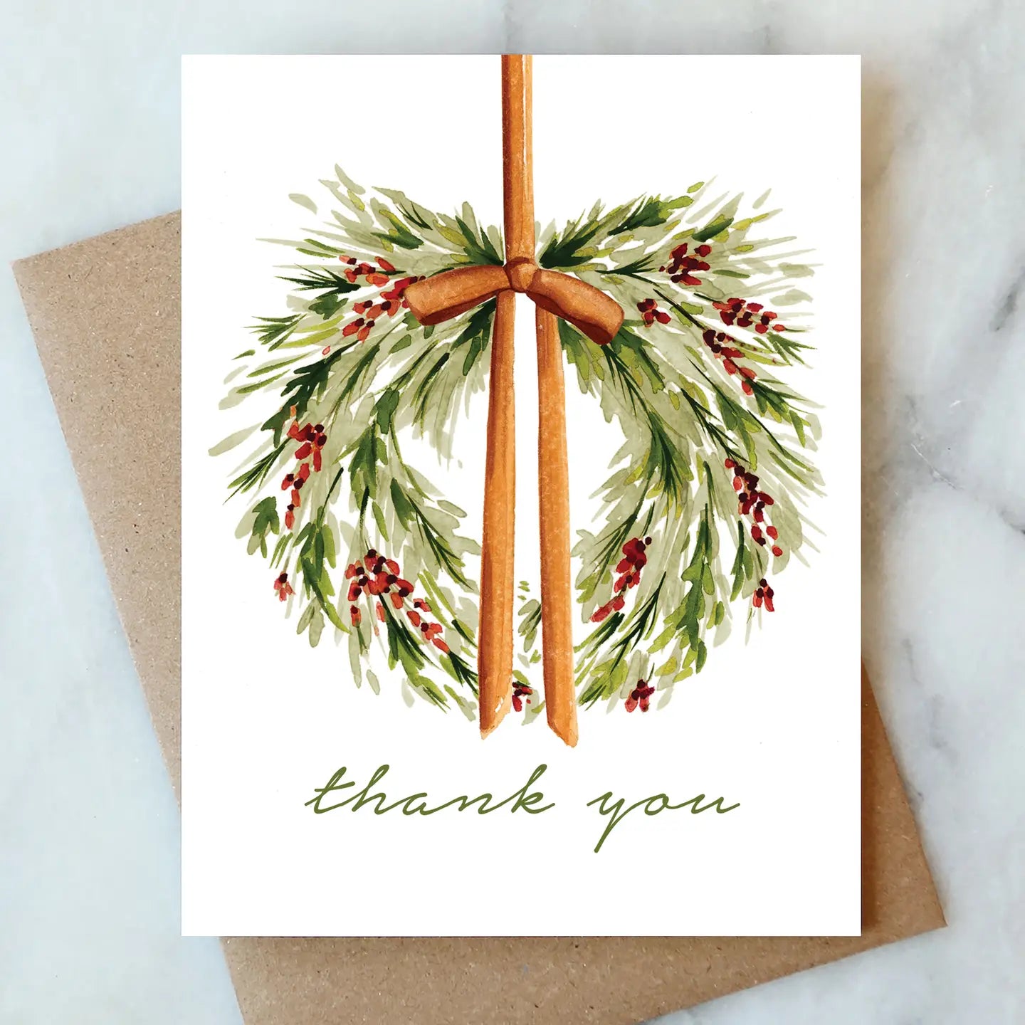 autumn wreath holiday thank you greeting card
