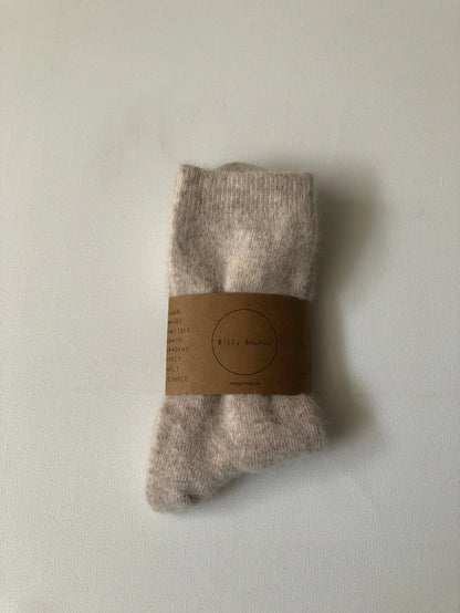 billy bamboo / neutral fluffy angora socks