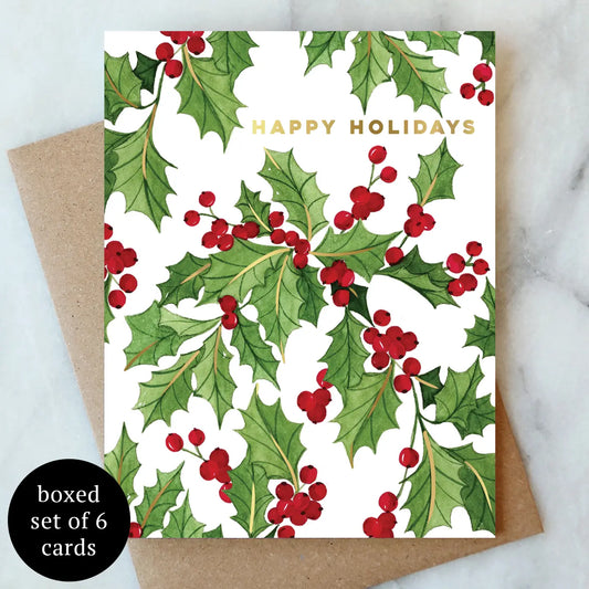 vines of holly holiday greeting cards - boxed set