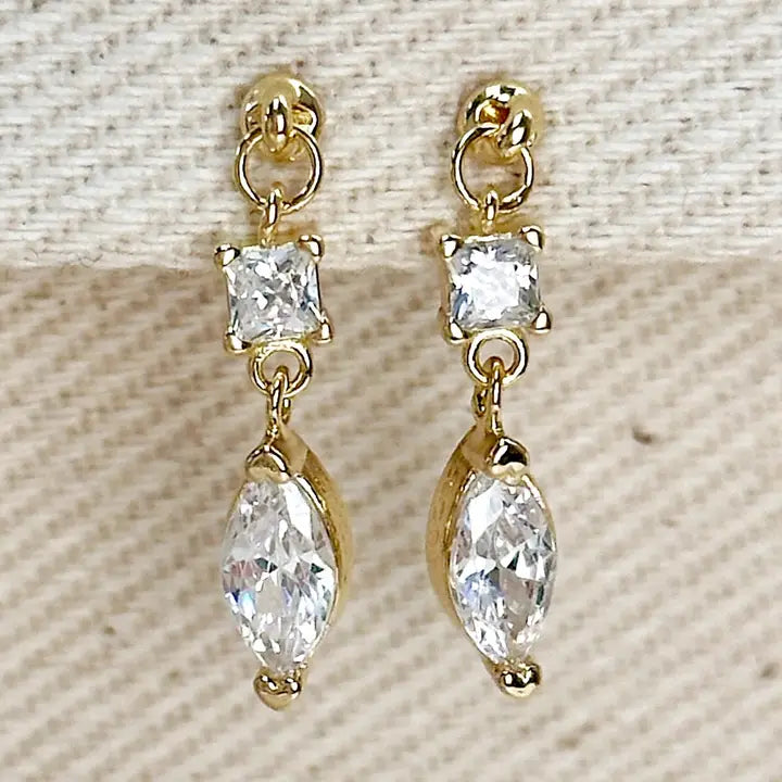 marquise + princess dangling earrings - cz