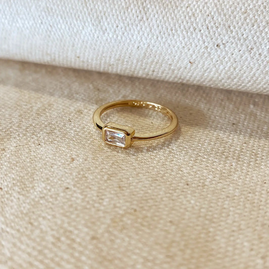 rectangle bezel stone ring - cz