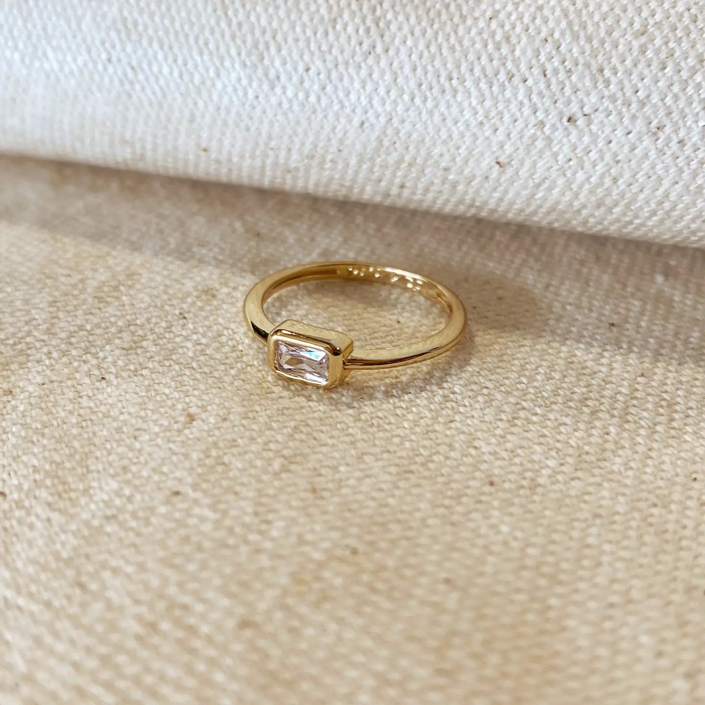 rectangle bezel stone ring - cz