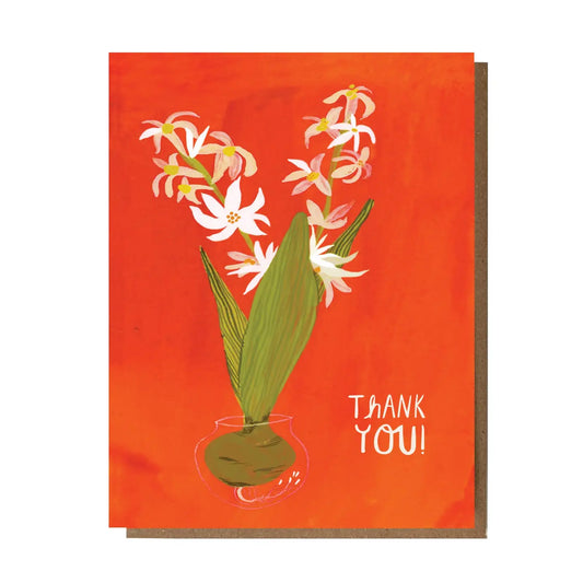 thank you white flower card