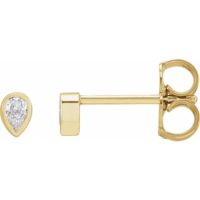 pear bezel stud earrings - grown diamond