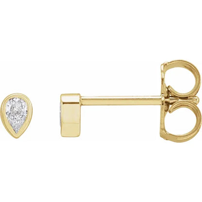 pear bezel stud earrings - grown diamond