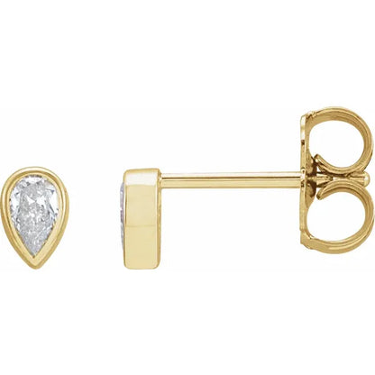 pear bezel stud earrings - grown diamond