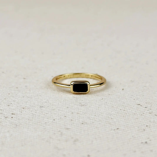 rectangle bezel stone ring - black cz