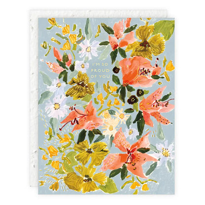 bouquet in blue congratulations card
