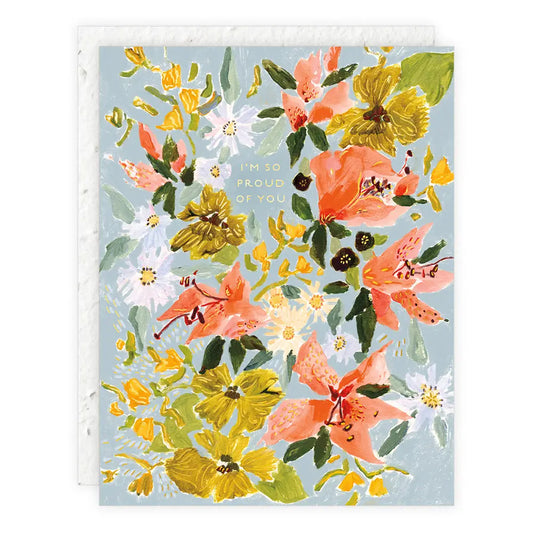 bouquet in blue congratulations card