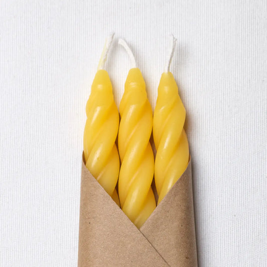 tapered spiral beeswax candles set