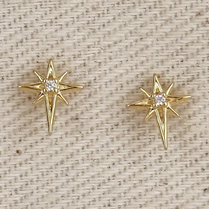 starburst stud earrings - cz