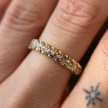 euro band ring - natural white rosecut diamond
