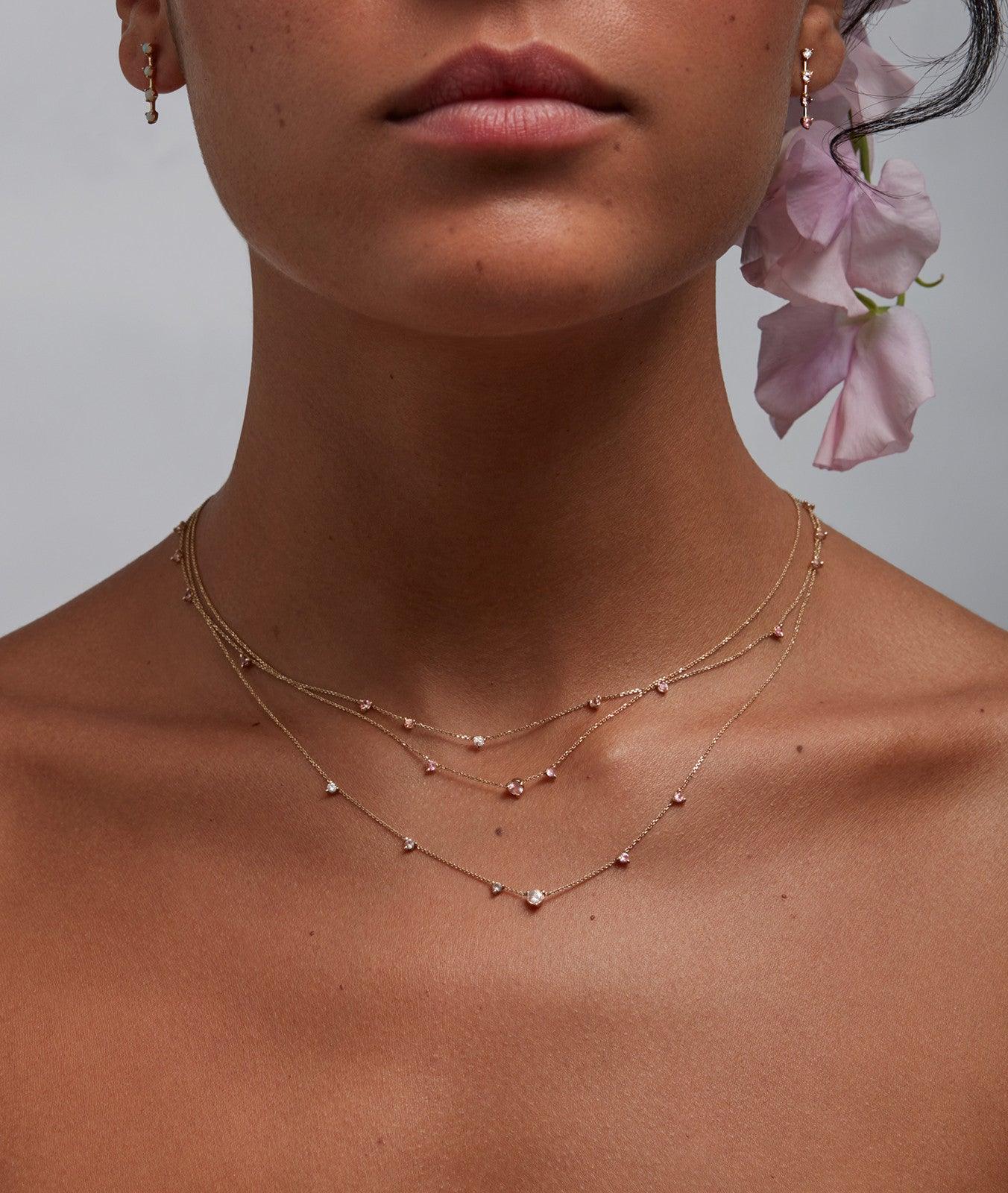 wwake / linear chain necklace - blush