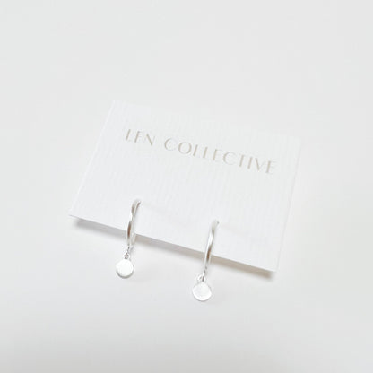 dangling disc post hoop earrings