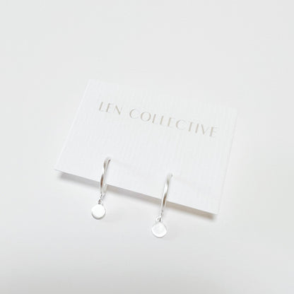 dangling disc post hoop earrings