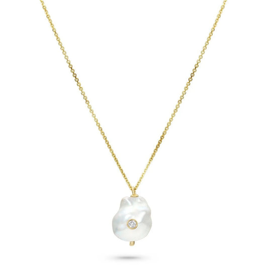 baby baroque white pearl + natural diamond necklace
