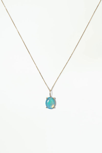 wwake / large oval solo opal pendant charm