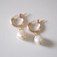 shannon len /white keshi pearl tiny tube hoops