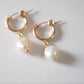 shannon len /white keshi pearl tiny tube hoops