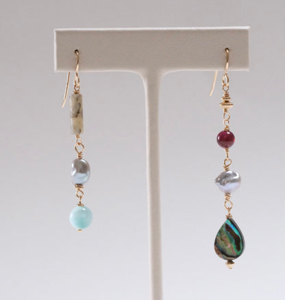 shannon len / multi stone drop earrings / one of a kind - no.1