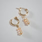 shannon len / triple blush pearl tiny tube hoops