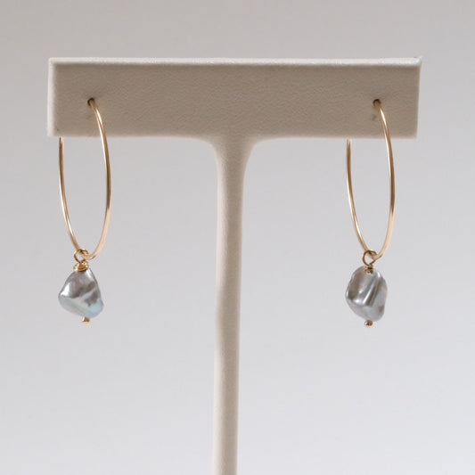 shannon len / pearl drop flat hoops / one of a kind - no. 2