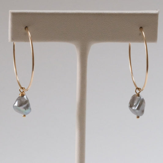 shannon len / pearl drop flat hoops / one of a kind - no. 2