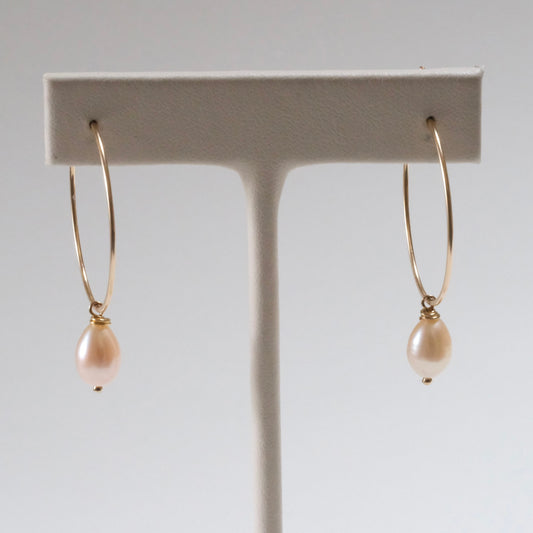 shannon len / pearl drop flat hoops / one of a kind - no. 1