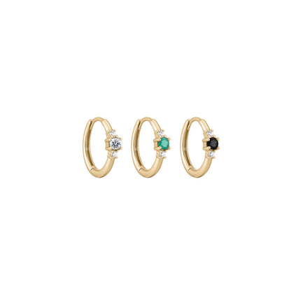 métier / petite triple gemstone clicker hoop earring - single