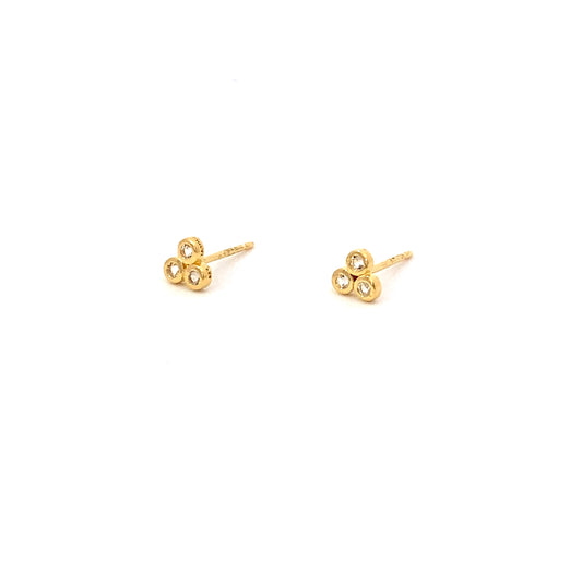 triple bezel stone stud earrings - cz