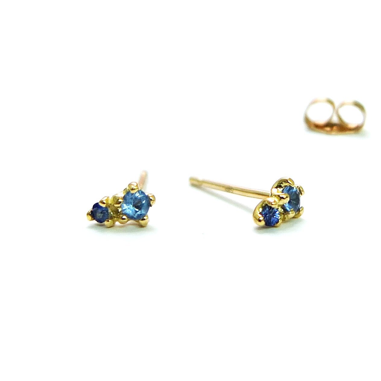 two-stone stud earrings - sapphire