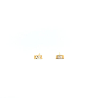 baguette channel-set stud earrings - cz