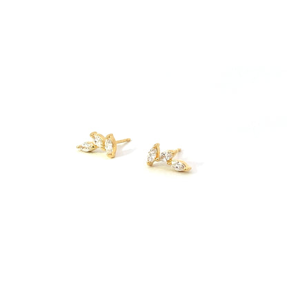 marquise climber stud earrings - cz