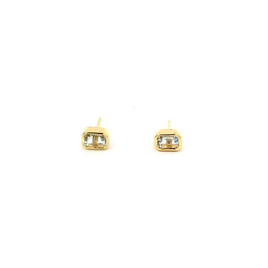 octagon bezel stud earrings - aquamarine