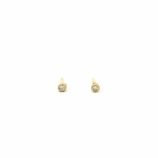 tiny round milgrain stud earrings - cz