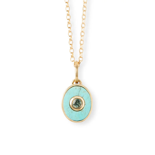 eclipse charm pendant necklace - turquoise + sapphire