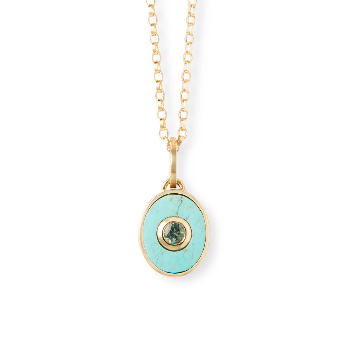 eclipse charm pendant necklace - turquoise + sapphire